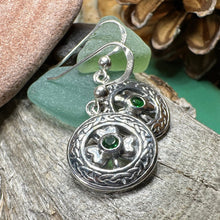 Load image into Gallery viewer, Emerald Shamrock Earrings, Celtic Jewelry, Irish Jewelry, Clover Jewelry, Ireland Gift, Anniversary Gift, Wife Gift, Girlfriend Gift