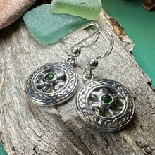 Load image into Gallery viewer, Emerald Shamrock Earrings, Celtic Jewelry, Irish Jewelry, Clover Jewelry, Ireland Gift, Anniversary Gift, Wife Gift, Girlfriend Gift