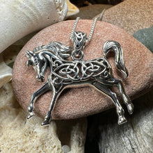 Load image into Gallery viewer, Horse Necklace, Celtic Jewelry, Equestrian Jewelry, Animal Jewelry, Nature Jewelry, Gift for Her, Ireland Jewelry, Celtic Knot Necklace
