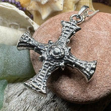 Load image into Gallery viewer, Celtic Cross Necklace, Saint Cuthbert Pendant, Man's Cross Necklace, Religious Jewelry, Boys First Communion, Extra Large Cross, Irish Cross