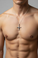 Load image into Gallery viewer, Celtic Cross Necklace, Saint Cuthbert Pendant, Man's Cross Necklace, Religious Jewelry, Boys First Communion, Extra Large Cross, Irish Cross
