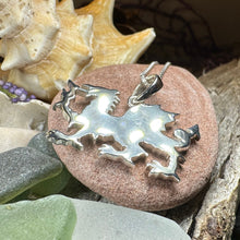 Load image into Gallery viewer, Welsh Dragon Necklace, Wales Pendant, Large Celtic Dragon, Celtic Jewelry, Silver Dragon, Pagan Jewelry, Wiccan Jewelry, Fantasy Jewelty