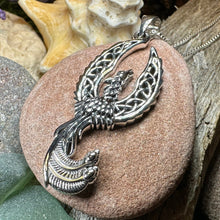 Load image into Gallery viewer, Phoenix Necklace, Celtic Jewelry, Bird Pendant, Firebird Jewelry, Inspirational Gift, Pagan Jewelry, Viking Jewelry, Gothic Jewelry