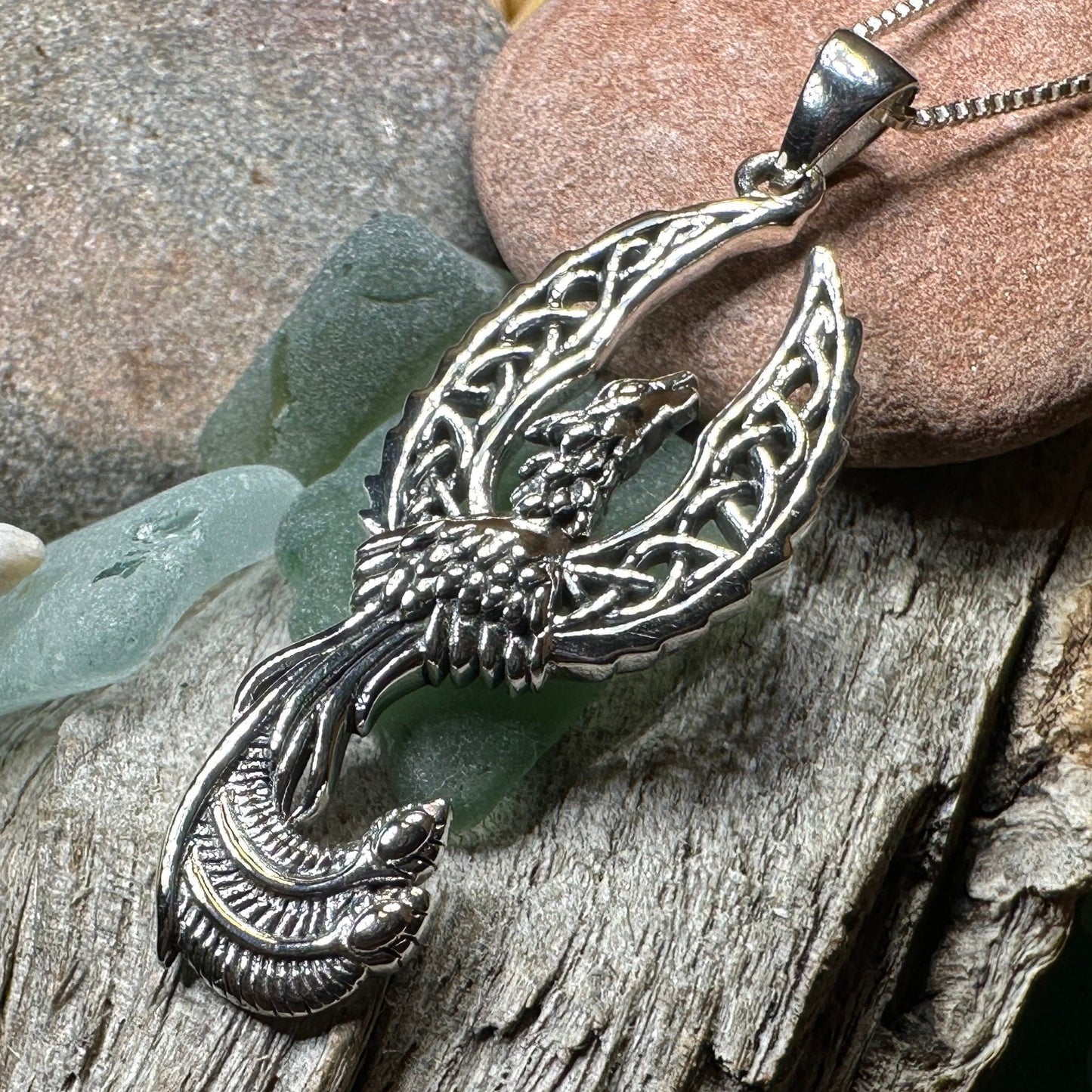 Eternal Rising Phoenix Necklace in Sterling Silver — view 9