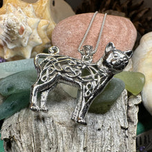 Load image into Gallery viewer, Cat Necklace, Celtic Jewelry, Irish Jewelry, Cat Lover Gift, Cat Mom Gift, Anniversary Gift, Animal Necklace, Nature Necklace