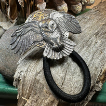 Load image into Gallery viewer, Owl Ponytail Holder, Full Moon Jewelry, Norse Jewelry, Celtic Hair Clip, Viking Jewelry, Graduation Gift, Retirement Gift, Mom Gift
