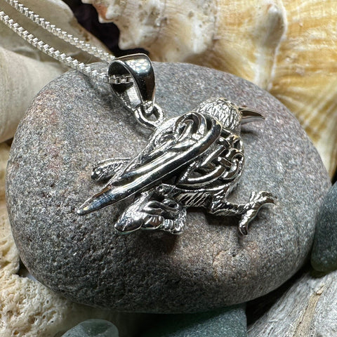 Load image into Gallery viewer, Raven Necklace, Wiccan Jewelry, Crow Pendant, Black Bird Pendant, Bird Jewelry, Pagan Jewelry, Nature Lover, Poe Jewelry, Gothic Jewelry