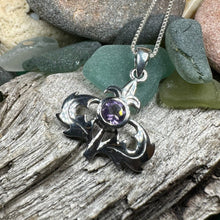 Load image into Gallery viewer, Thistle Necklace, Scotland Jewelry, Amethyst Pendant, Celtic Jewelry, Sister Gift, Mom Gift, Wife Gift, Anniversary Gift, Scotland Gift