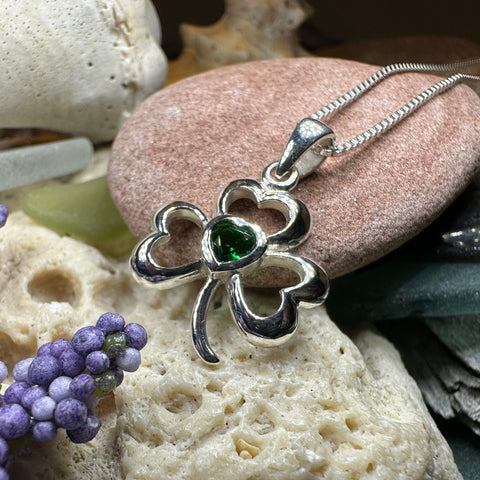 Load image into Gallery viewer, Shamrock Necklace, Clover Pendant, Irish Necklace, Irish Gift, Anniversary Gift, Emerald Ireland Jewelry, Friendship Gift, Celtic Necklace