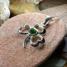 Load image into Gallery viewer, Shamrock Necklace, Clover Pendant, Irish Necklace, Irish Gift, Anniversary Gift, Emerald Ireland Jewelry, Friendship Gift, Celtic Necklace