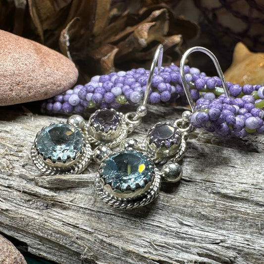 Amethyst Romance Earrings, Celtic Jewelry, Dangle Earrings, Goddess Jewelry, Boho Gift, Anniversary Gift, Silver Mom Gift, Purple Jewelry