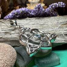 Load image into Gallery viewer, Mother's Knot Necklace, Celtic Knot Pendant, Irish Jewelry, Mom Gift, Celtic Heart Pendant, Ireland Gift, Mother & Child Jewelry, White Opal