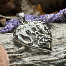 Load image into Gallery viewer, Horse Necklace, Celtic Jewelry, Equestrian Jewelry, Animal Jewelry, Nature Jewelry, Gift for Her, Ireland Jewelry, Celtic Knot Necklace