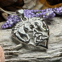 Load image into Gallery viewer, Horse Necklace, Celtic Jewelry, Equestrian Jewelry, Animal Jewelry, Nature Jewelry, Gift for Her, Ireland Jewelry, Celtic Knot Necklace