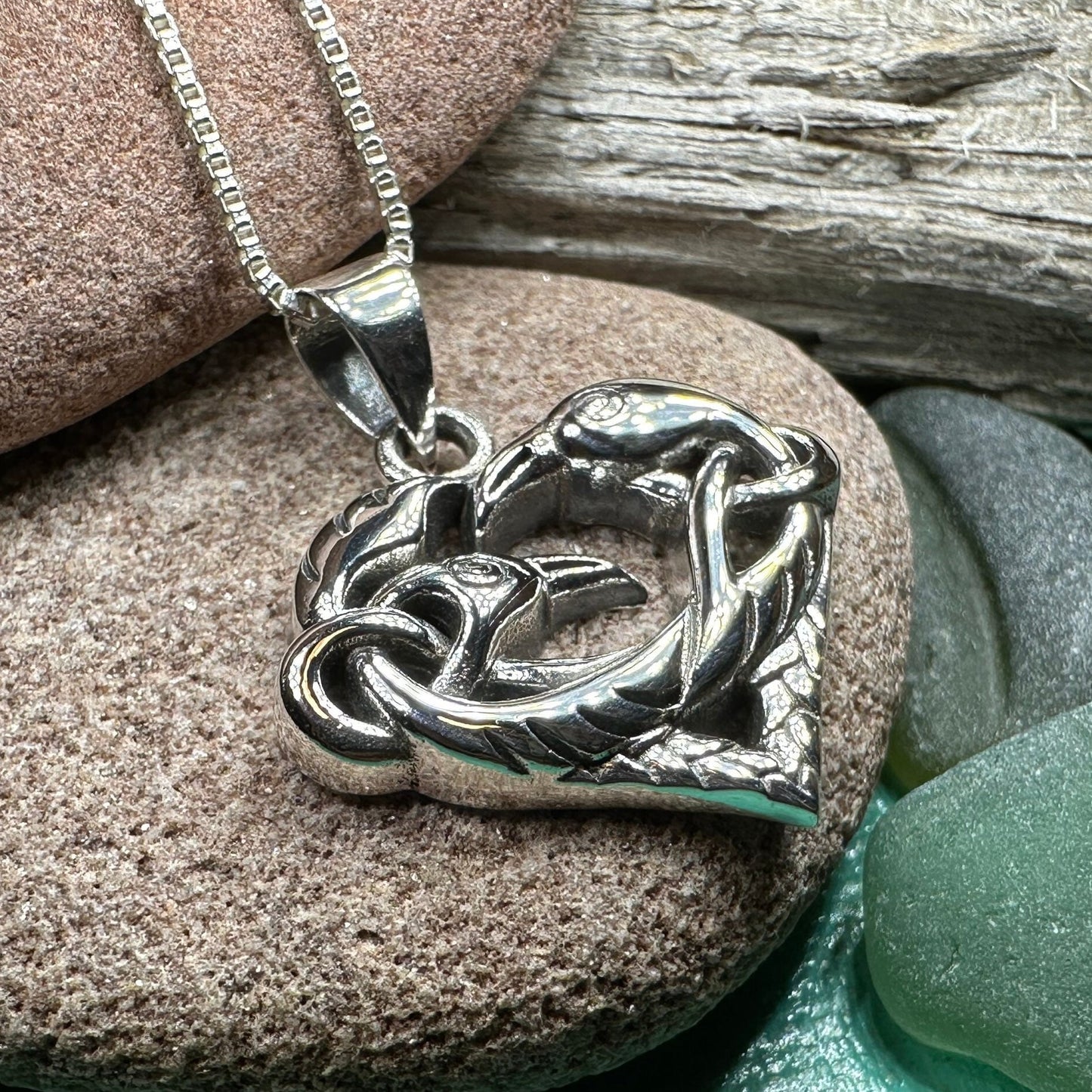 Raven Necklace, Celtic Jewelry, Celtic Knot Jewelry, Crow Pendant, Bird Jewelry, Pagan Jewelry, Wiccan Jewelry, Trinity Knot Jewelry
