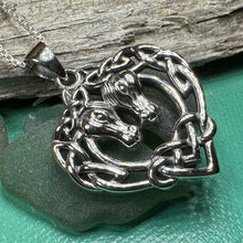 Load image into Gallery viewer, Horse Necklace, Celtic Jewelry, Equestrian Jewelry, Animal Jewelry, Nature Jewelry, Gift for Her, Ireland Jewelry, Celtic Knot Necklace
