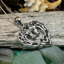 Load image into Gallery viewer, Horse Necklace, Celtic Jewelry, Equestrian Jewelry, Animal Jewelry, Nature Jewelry, Gift for Her, Ireland Jewelry, Celtic Knot Necklace