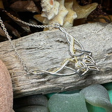 Load image into Gallery viewer, Celtic Necklace, Nature Necklace, Art Deco Leaves, Leaf Necklace, Summer Jewelry, Boho Necklace, Celtic Knot Necklace, Wiccan Jewelry