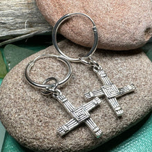Load image into Gallery viewer, Saint Brigid's Cross Earrings, Irish Jewelry, Ireland Jewelry, Spiritual Jewelry, St. Bridget's Cross, Celtic Cross Jewelry, Hoop Earrings