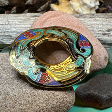 Load image into Gallery viewer, Celtic Birds Brooch, Bird Jewelry, Celtic Pin, Lapel Pin, Enamel Jewelry Gift, Celtic Brooch, Ireland Gift, Irish Pin, Pagan Brooch
