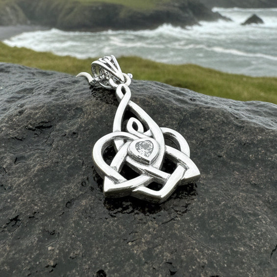 Celtic Mother's Knot Necklace in Sterling Silver — view 10