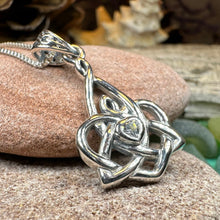 Load image into Gallery viewer, Mother's Knot Necklace, Celtic Knot Pendant, Irish Jewelry, Mom Gift, Celtic Heart Pendant, Ireland Gift, Mother & Child Jewelry, White Opal