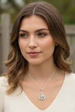 Load image into Gallery viewer, Mother's Knot Necklace, Celtic Knot Pendant, Irish Jewelry, Mom Gift, Celtic Heart Pendant, Ireland Gift, Mother & Child Jewelry, White Opal