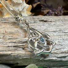 Load image into Gallery viewer, Mother's Knot Necklace, Celtic Knot Pendant, Irish Jewelry, Mom Gift, Celtic Heart Pendant, Ireland Gift, Mother & Child Jewelry, White Opal
