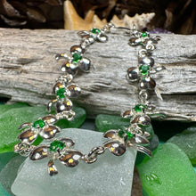 Load image into Gallery viewer, Shamrock Irish Bracelet, Clover Bracelet, Irish Jewelry, Silver Celtic Jewelry, Anniversary, Ireland Gift, Nature Jewelry, Clover Bracelet