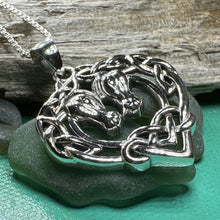 Load image into Gallery viewer, Horse Necklace, Celtic Jewelry, Equestrian Jewelry, Animal Jewelry, Nature Jewelry, Gift for Her, Ireland Jewelry, Celtic Knot Necklace