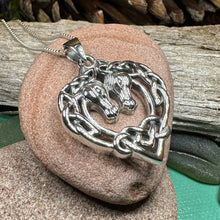 Load image into Gallery viewer, Horse Necklace, Celtic Jewelry, Equestrian Jewelry, Animal Jewelry, Nature Jewelry, Gift for Her, Ireland Jewelry, Celtic Knot Necklace