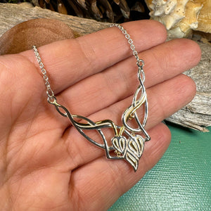 Celtic Necklace, Nature Necklace, Art Deco Leaves, Leaf Necklace, Summer Jewelry, Boho Necklace, Celtic Knot Necklace, Wiccan Jewelry