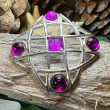 Load image into Gallery viewer, Celtic Knot Brooch, Celtic Pin, Irish Jewelry, Ireland Gift, Mom Gift, Purple Pin, Girlfriend Gift, Wife Gift, Ireland Pin, Scotland Gift