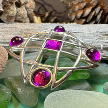 Load image into Gallery viewer, Celtic Knot Brooch, Celtic Pin, Irish Jewelry, Ireland Gift, Mom Gift, Purple Pin, Girlfriend Gift, Wife Gift, Ireland Pin, Scotland Gift