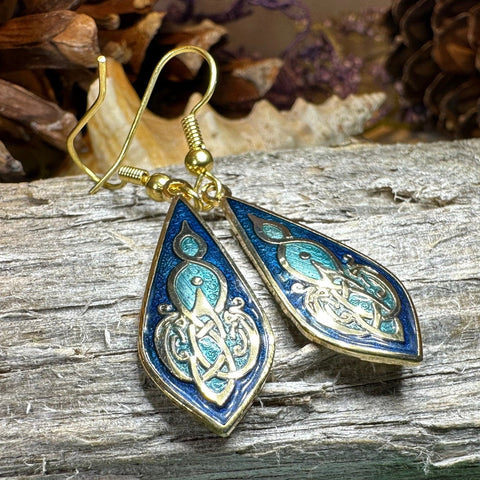 Load image into Gallery viewer, Celtic Earrings, Irish Jewelry, Scottish Dangle Earrings, Anniversary Gift, Pagan Jewelry, Norse Jewelry, Scotland Jewelry, Wiccan Jewelry