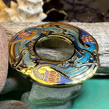 Load image into Gallery viewer, Celtic Birds Brooch, Bird Jewelry, Celtic Pin, Lapel Pin, Enamel Jewelry Gift, Celtic Brooch, Ireland Gift, Irish Pin, Pagan Brooch