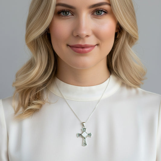 Celtic Cross Necklace, Irish Jewelry, Religious Gift, Anniversary Gift, Silver Cross, First Communion Gift, Baptism Cross, Confirmation Gift