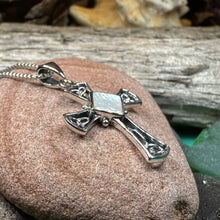 Load image into Gallery viewer, Celtic Cross Necklace, Irish Jewelry, Religious Gift, Anniversary Gift, Silver Cross, First Communion Gift, Baptism Cross, Confirmation Gift