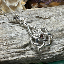 Load image into Gallery viewer, Mother's Knot Necklace, Celtic Knot Pendant, Irish Jewelry, Mom Gift, Celtic Heart Pendant, Ireland Gift, Mother & Child Jewelry, White Opal