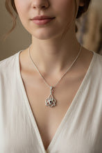 Load image into Gallery viewer, Mother's Knot Necklace, Celtic Knot Pendant, Irish Jewelry, Mom Gift, Celtic Heart Pendant, Ireland Gift, Mother & Child Jewelry, White Opal