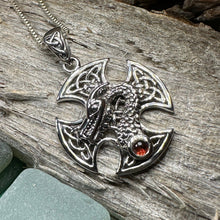Load image into Gallery viewer, Celtic Cross Necklace, Dragon Pendant, Irish Jewelry, Men's Cross Jewelry, Anniversary Gift, Medieval Cross, Irish Cross, Celtic Jewelry