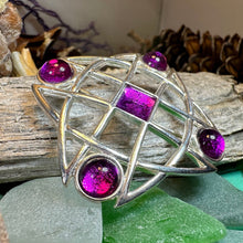 Load image into Gallery viewer, Celtic Knot Brooch, Celtic Pin, Irish Jewelry, Ireland Gift, Mom Gift, Purple Pin, Girlfriend Gift, Wife Gift, Ireland Pin, Scotland Gift