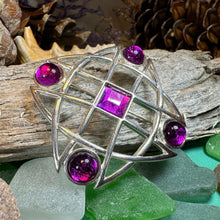 Load image into Gallery viewer, Celtic Knot Brooch, Celtic Pin, Irish Jewelry, Ireland Gift, Mom Gift, Purple Pin, Girlfriend Gift, Wife Gift, Ireland Pin, Scotland Gift