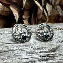 Load image into Gallery viewer, Claddagh Stud Earrings, Celtic Jewelry, Irish Jewelry, Celtic Knot Jewelry, Heart Jewelry, Anniversary Gift, Graduation Gift, Mom Gift