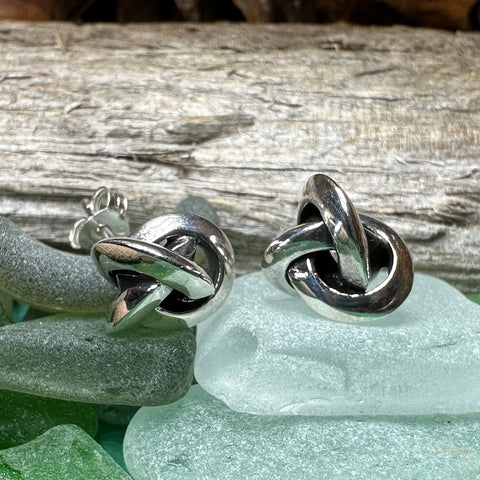 Load image into Gallery viewer, Celtic Knot Stud Earrings, Irish Jewelry, Celtic Jewelry, Anniversary Gift, Bridal Jewelry, Norse Jewelry, Yoga Jewelry, Friendship Gift