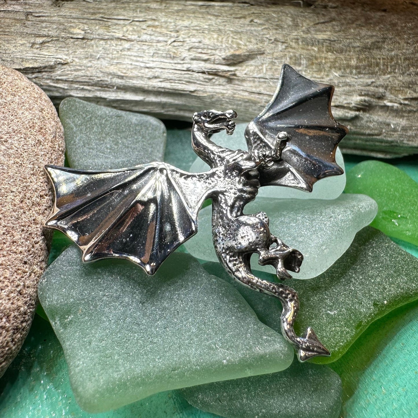 Dragon Brooch, Dragon Pendant, Scotland Jewelry, Fantasy Jewelry, Scarf Pin, Gothic Celtic Pin, Celtic Jewelry, Girlfriend Gift, Wife Gift