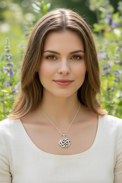 Load image into Gallery viewer, Heart Necklace, Irish Jewelry, Celtic Pendant, Scotland Jewelry, Love Knot Jewelry, Anniversary Gift, Infinity Jewelry, Celtic Knot Gift