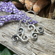 Load image into Gallery viewer, Celtic Spiral Earrings, Irish Jewelry, Scottish Earrings, Triskelion, Triskele, Wiccan Jewelry, Norse Jewelry, Ireland Gift, Triple Spiral