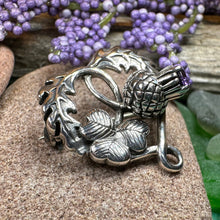 Load image into Gallery viewer, Thistle Brooch, Scotland Jewelry, Irish Shamrock Pin, Amethyst Brooch, Thistle Jewelry, Scottish Jewelry, Celtic Brooch, Ireland Brooch