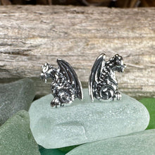 Load image into Gallery viewer, Dragon Earrings, Gargoyle Stud Earrings, Irish Jewelry, Gothic Jewelry, Wiccan Jewelry, Celtic Dragon Gift, Pagan Jewelry, Silver Jewerly